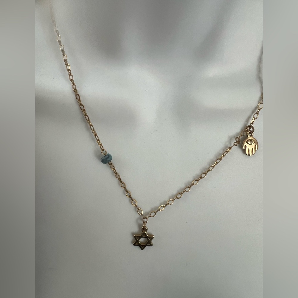 Source Unknown Gold Star and Hamsa Necklace